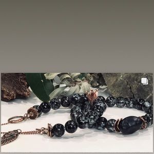 Men’s handmade beaded bracelet duo.